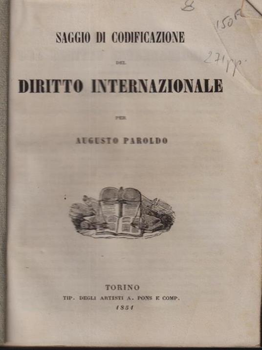 Saggio di codificazione del diritto internazionale - copertina