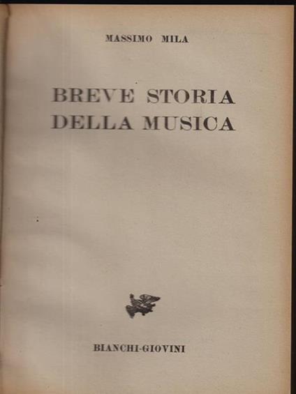 Breve storia della musica - Massimo Mila - copertina