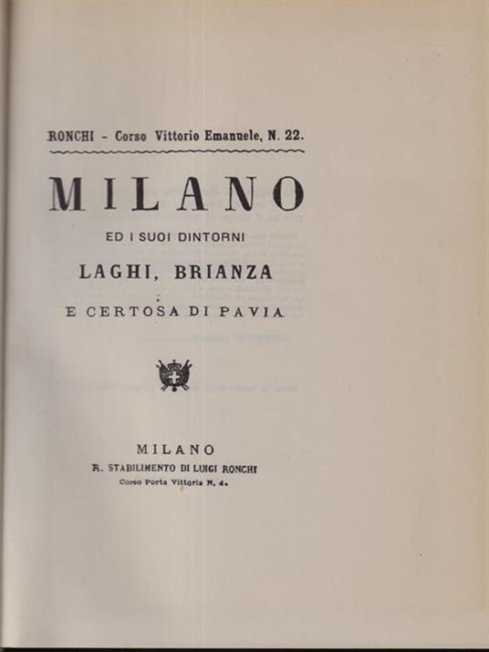 Guida di Milano - Milano ed i suoi dintorni 1878 - Luigi Ronchi - copertina
