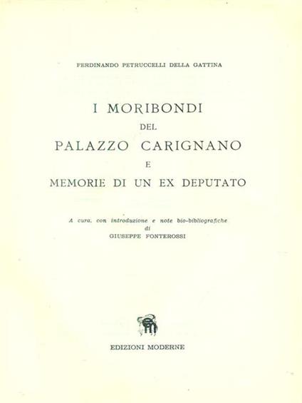 I  moribondi del palazzo Carignano - Ferdinando Petruccelli Della Gattina - copertina