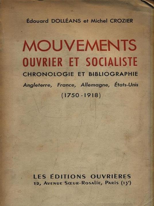 Mouvements ouvrier et socialiste - Edouard Dolleans - copertina