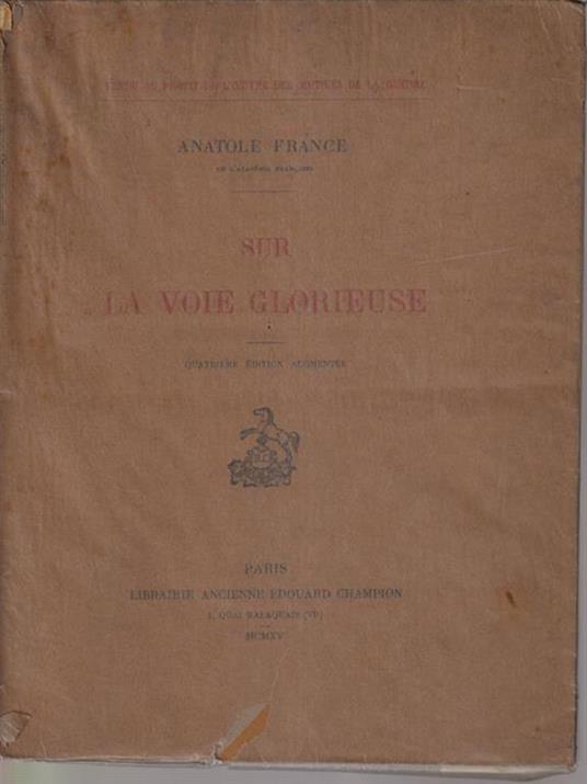 Sur la voie glorieuse - Anatole France - copertina