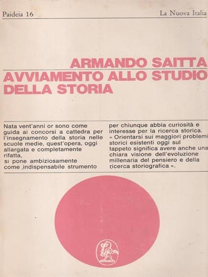 Avviamento allo studio della storia - Armando Saitta - copertina