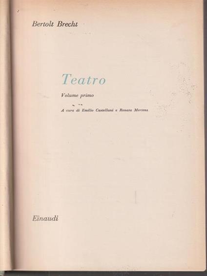 Teatro. 2vv - Bertolt Brecht - copertina