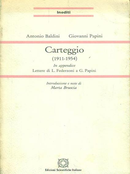 Carteggio (1911-1954) - Antonio Baldini - copertina