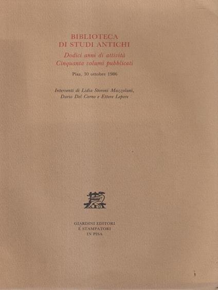 Biblioteca di studi antichi - copertina