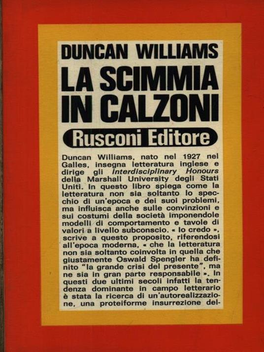 La scimmia in calzoni - Duncan Williams - copertina