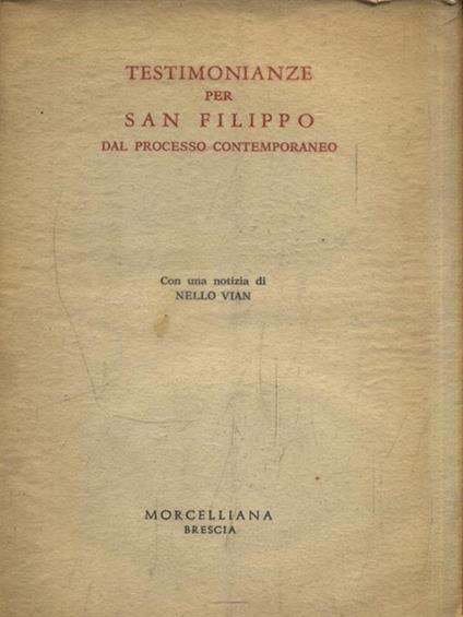 Testimonianze per San Filippo - copertina