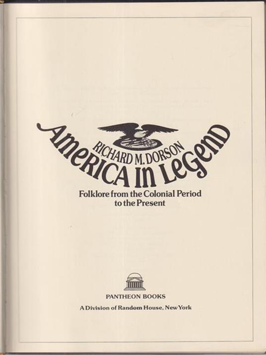 America in legend - Richard M. Dorson - copertina