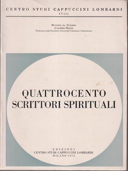 Quattrocento scrittori spirituali - Metodio da Nembro - copertina