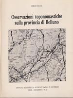 Osservazioni toponomastiche sulla provincia di Belluno