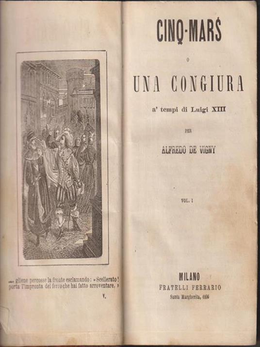 Cinq mars o una congiura (3 vv in un tomo) - Alfred de Vigny - copertina