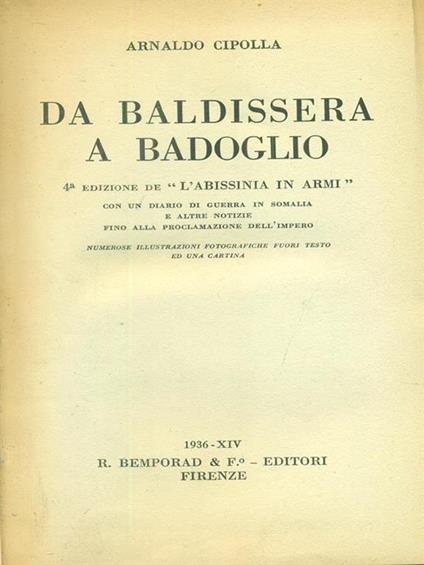 Da Baldissera e Badoglio - Arnaldo Cipolla - copertina