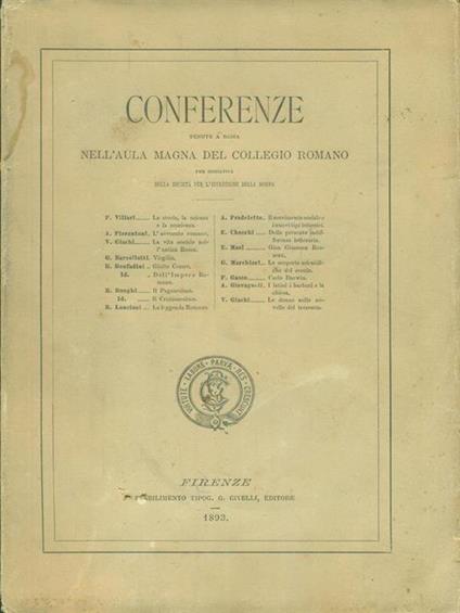 Conferenze tenute a Roma nell'aula magna del collegio Romano - copertina