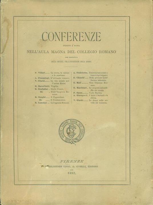 Conferenze tenute a Roma nell'aula magna del collegio Romano - copertina