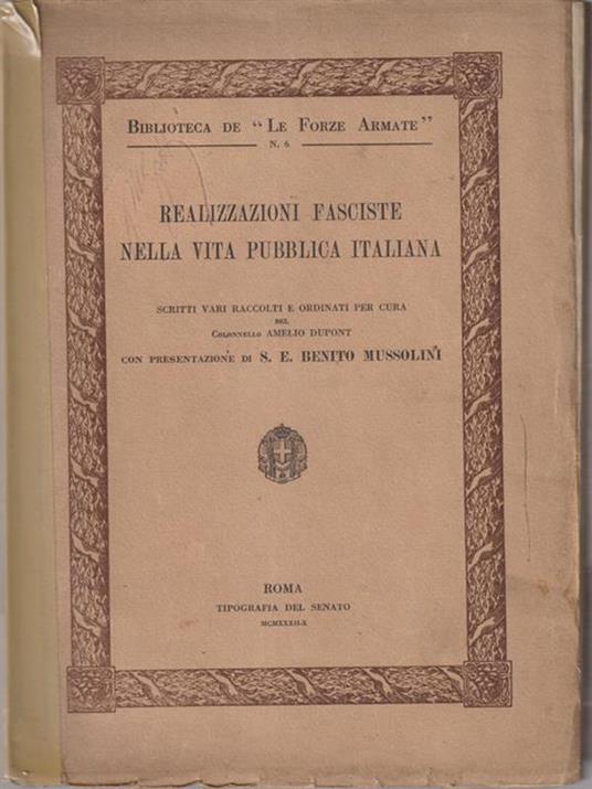 Realizzazioni fasciste nella vita pubblica italiana - copertina