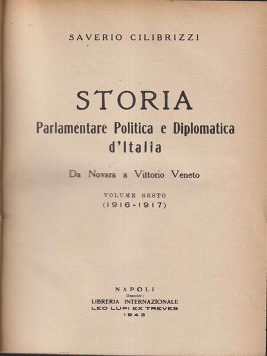 Storia parlamentare politica e diplomatica d'Italia - Saverio Cilibrizzi - copertina