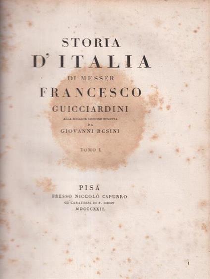 Storia d'Italia di messer Guicciardini 8 voll - Guicciardini - copertina