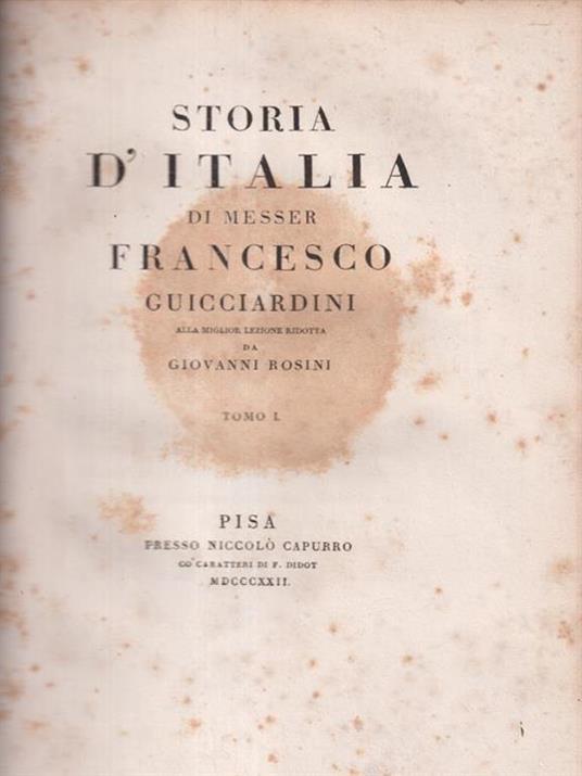 Storia d'Italia di messer Guicciardini 8 voll - Guicciardini - copertina