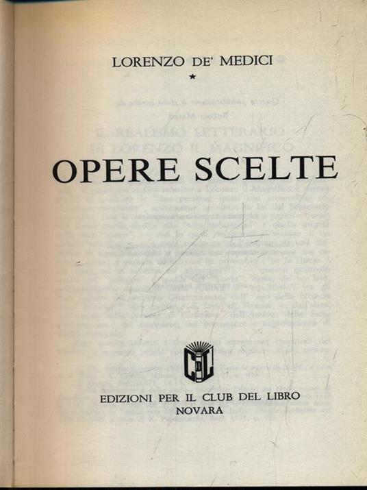 Opere scelte - Lorenzo Medici - 2