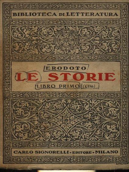 Le storie libro primo - Erodoto - copertina