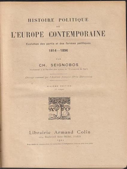   Histoire politique de l'Europe contemporaine - Ch. Seignobos - copertina