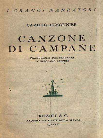   Canzone di campane - Camille Lemonnier - copertina