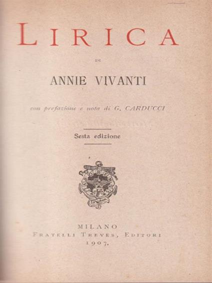   Lirica. - Annie Vivanti - copertina