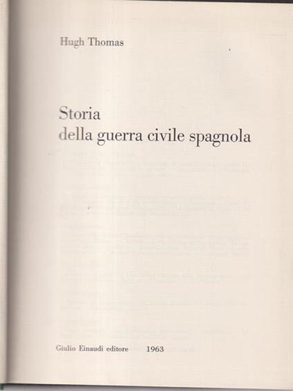   Storia della guerra civile spagnola - Hugh Thomas - copertina