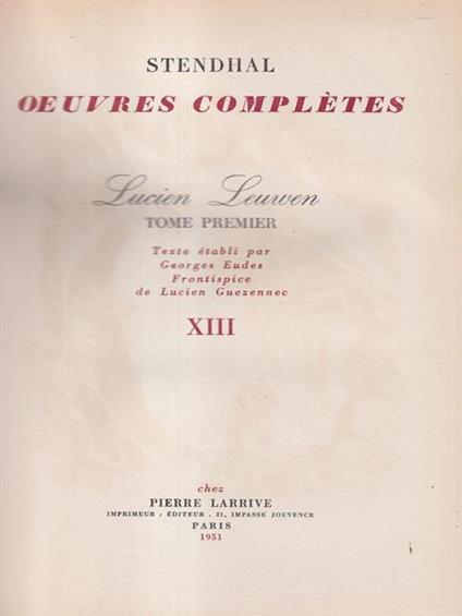   Lucien Leuwen 2 voll. - Stendhal - copertina