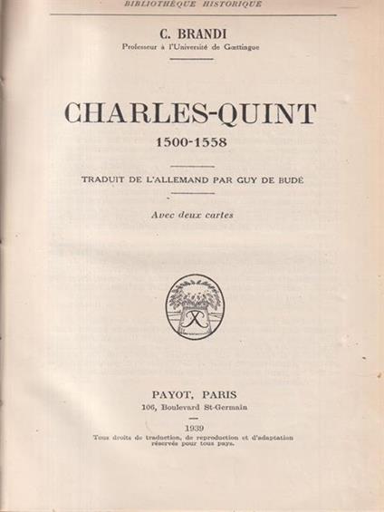   Charles Quint 1500-1558 - Cesare Brandi - copertina