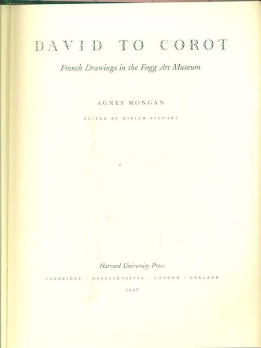   David to Corot - Agnes Mongan - copertina