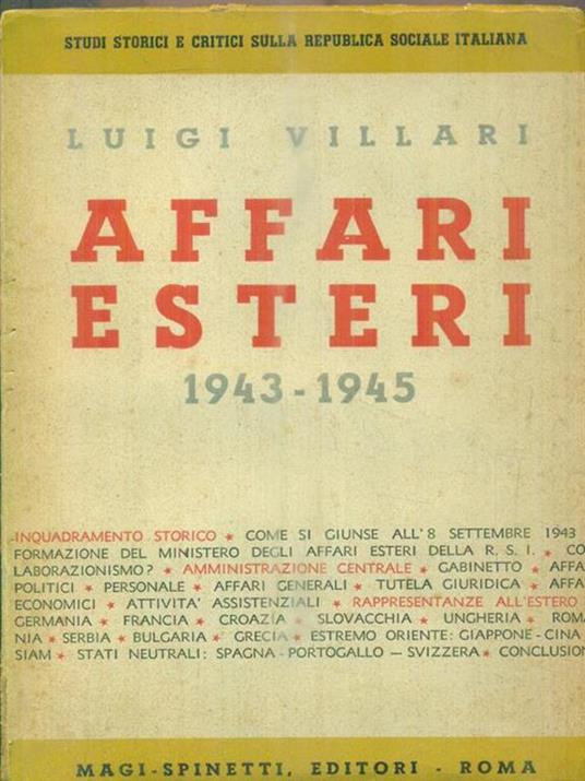 Affari esteri 1943 1945 - Luigi Villari - copertina