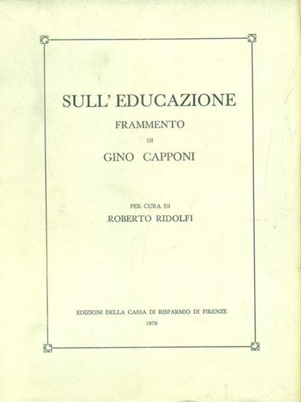 Sull'educazione - Gino Capponi - copertina