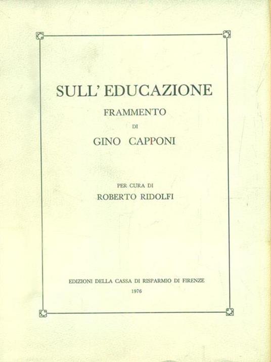 Sull'educazione - Gino Capponi - copertina