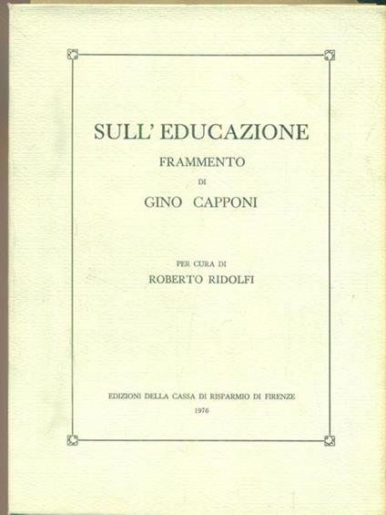   Sull'educazione - Gino Capponi - copertina