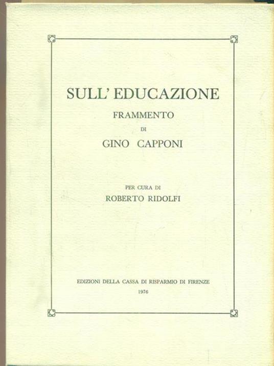   Sull'educazione - Gino Capponi - copertina