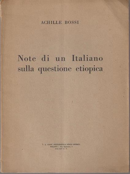 Note di un Italiano sulla questione etiopica - copertina