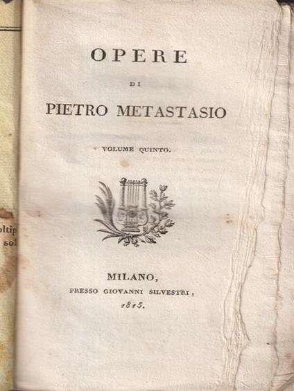   Opere di Pietro Metastasio vol V - copertina