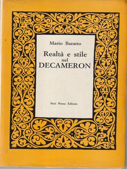   Realtà e stile del Decameron - Mario Baratto - copertina