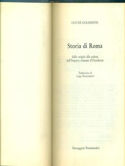 Storia di roma. Dalle origini alla caduta dell'Impero romano d'Occidente - Oliver Goldsmith - copertina