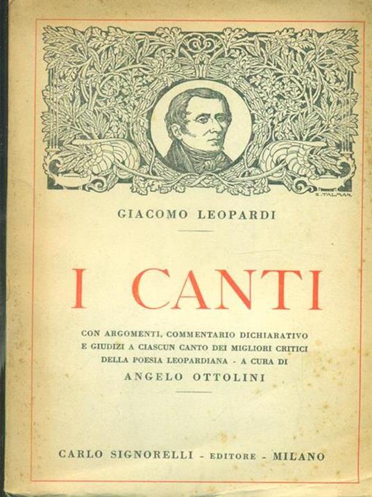 I canti - Giacomo Leopardi - copertina