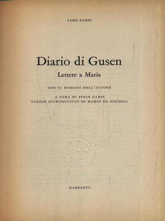   Diaro di Gusen. Lettere a Maria - Aldo Carpi - copertina