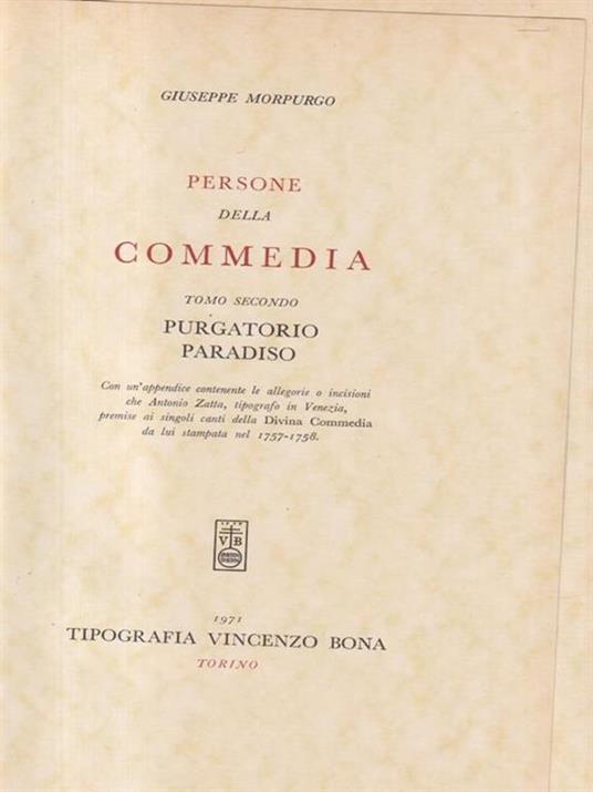   Persone della commedia. Tomo 2 - Giuseppe Morpurgo - copertina