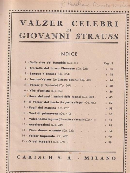   Valzer Celebri di Giovanni Strauss - copertina