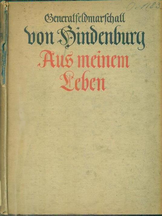 Aus meinem Leben - Paul von Hindenburg - copertina