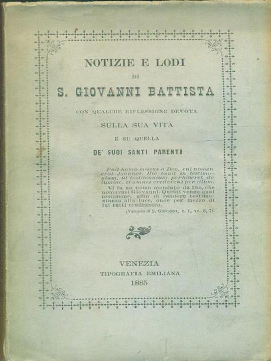 Notizie e lodi di S. Giovanni Battista - copertina