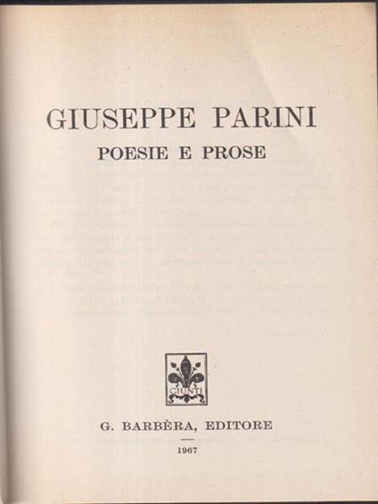 Tutte le opere - Poesie e prose - Giuseppe Parini - copertina