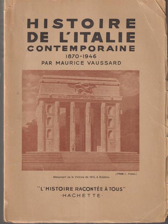 Histoire de l'Italie contemporaine 1870-1946 - Maurice Vaussard - copertina