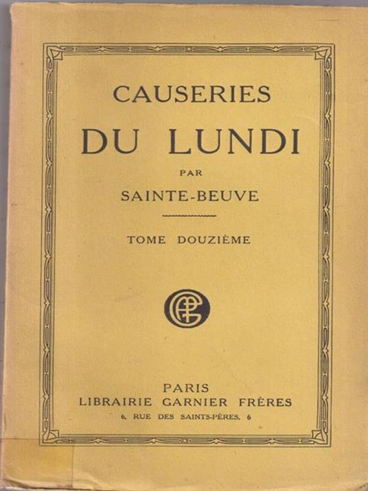 Causeries du Lundi vol. 12 - Charles A. Sainte-Beuve - copertina